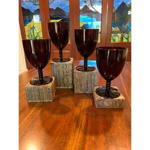 Anchor Hocking Monarch Ruby Red Stemmed Wine Goblets.